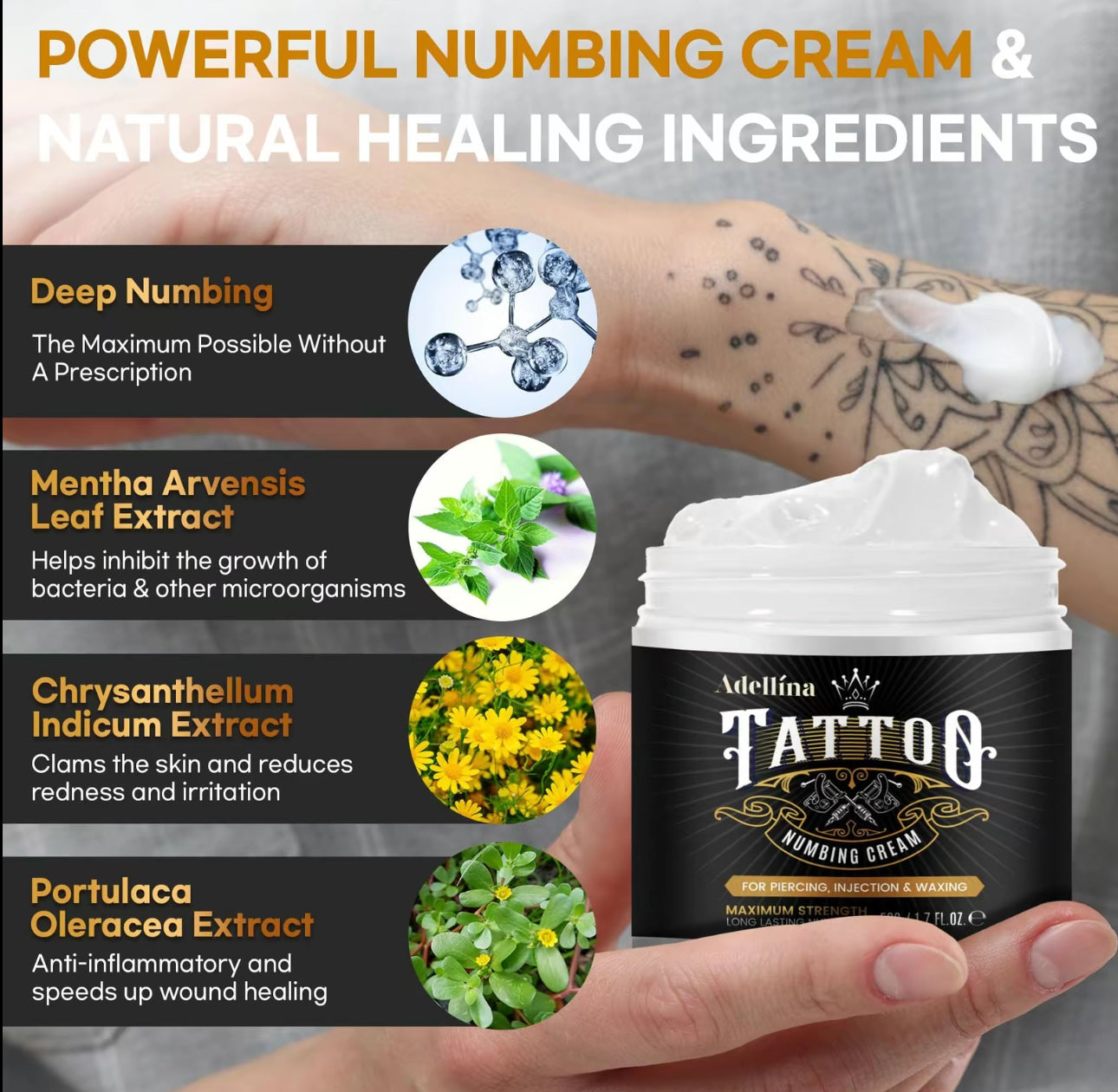 Crema anestésica para tatuajes